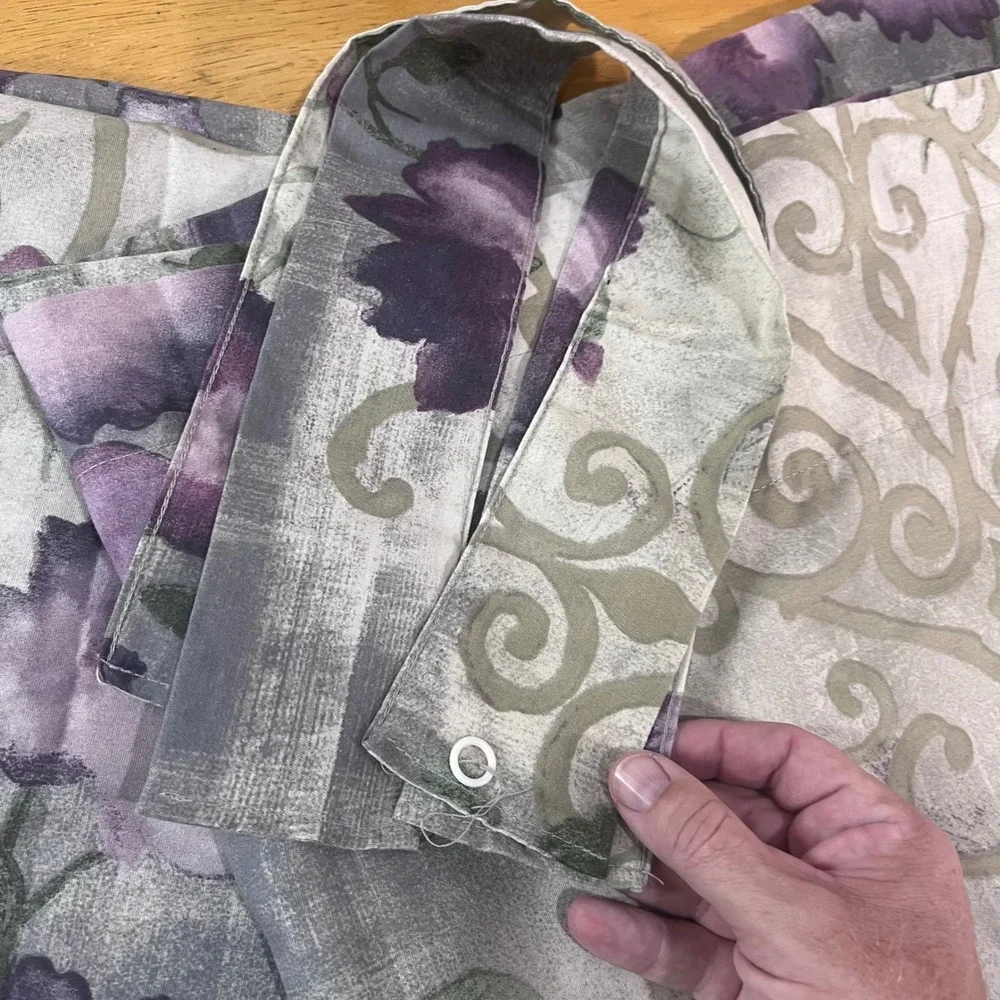 Vtg Dan River Purple Floral Sage Scroll Curtain Panels 40x84 Set of 2 USA Made